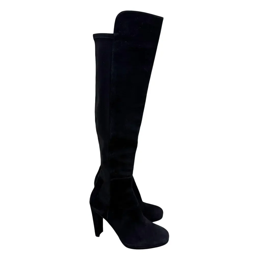 Stuart Weitzman Black Suede High Heel Over the Knee Boots Women's US Size 9 VGUC